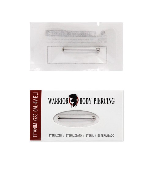 Piercing Cheek/Barbell Dimple 1.2 X 28 X 4 Conf.1PZ Warrior sterili in Titanio G-23