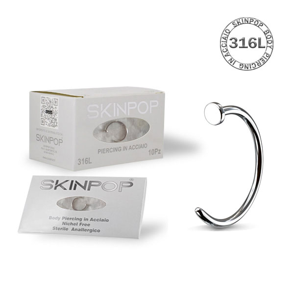 	Piercing Nose Ring Open Skinpop 08 x 10 mm Acciaio Sterile 316 Conf.1 pz