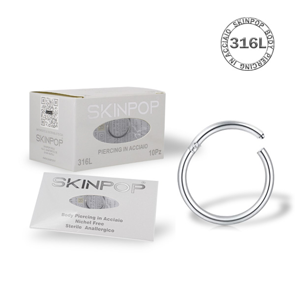 	Segment ring con cerniera SKINPOP 0.8 X 8MM in Acciaio 316L Sterile Conf. 1 pz