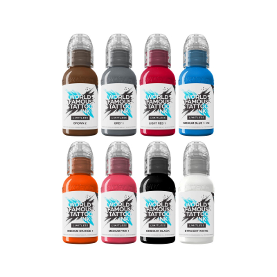 World Famous Limitless Tattoo Ink - Primary Colours Set 2 - 8x 30 ml