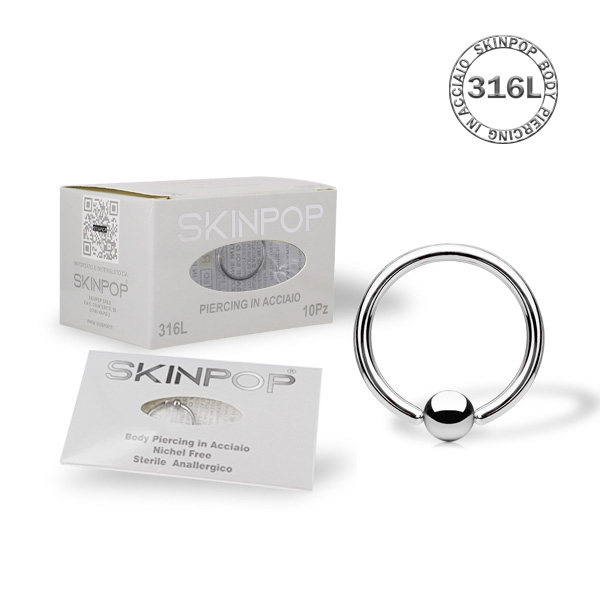  Ball Closure Ring 1.2 x 8 mm Skinpop in Acciaio 316L sterile  Conf. 1 pz
