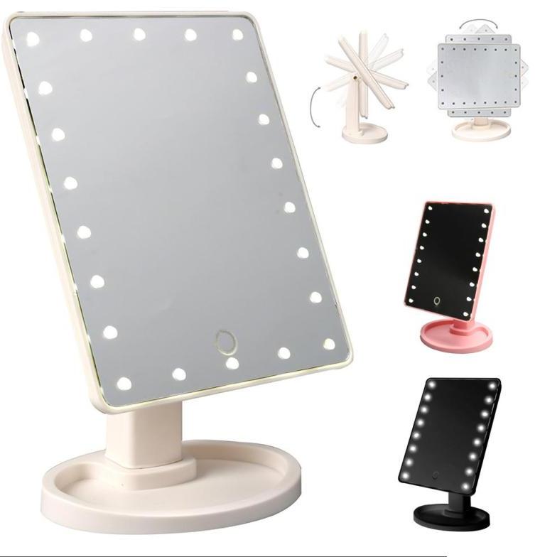Specchio cosmetico touch screen, luce led regolabile 360° Nero