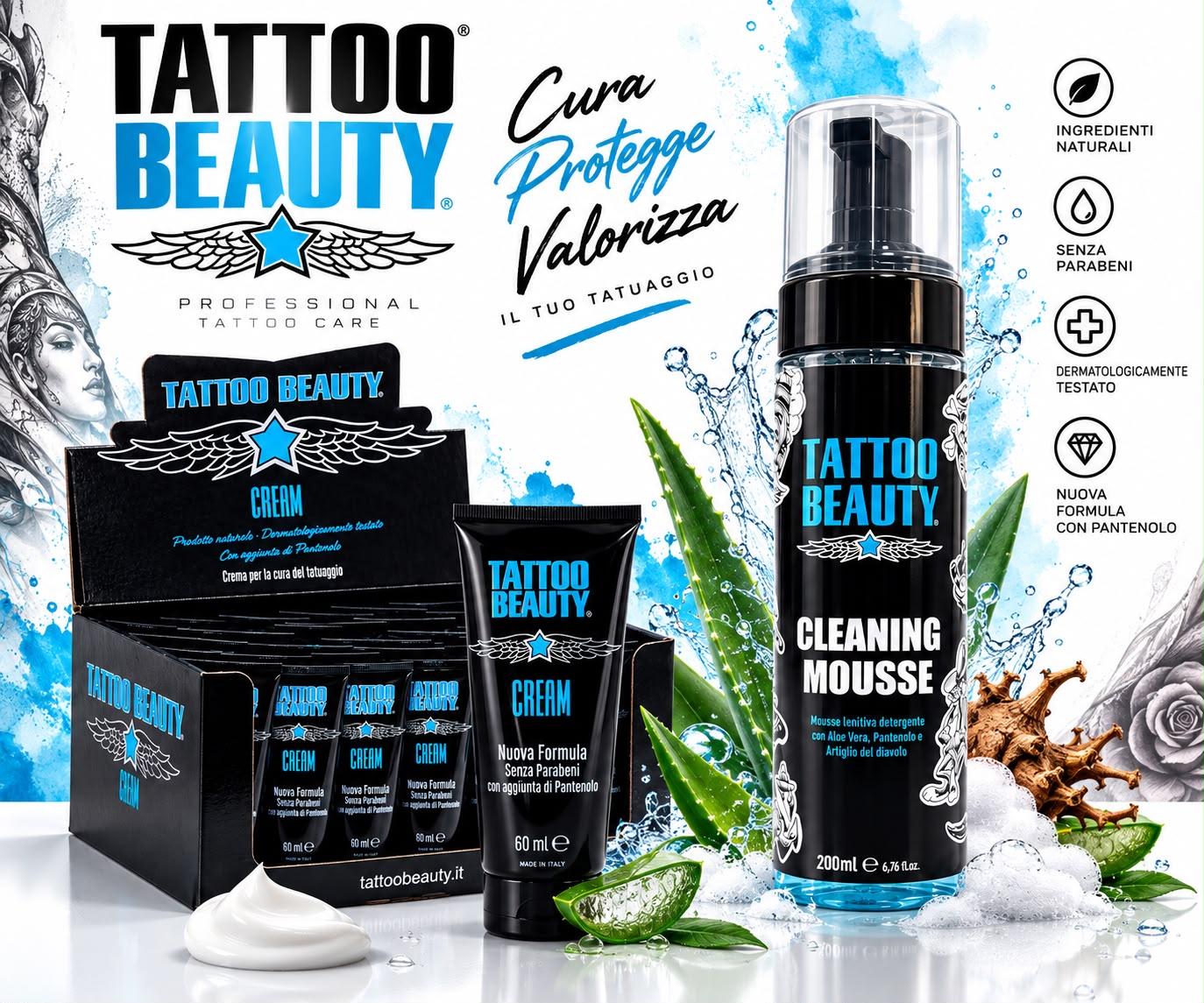 Tattoo Beauty Cream 30pz 60ml OMAGGIO TATTOO BEAUTY MOUSSE DA 200 ML